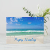 Mooie oceaanfoto Aangepast strand Happy Birthday Kaart (Staand voorkant)