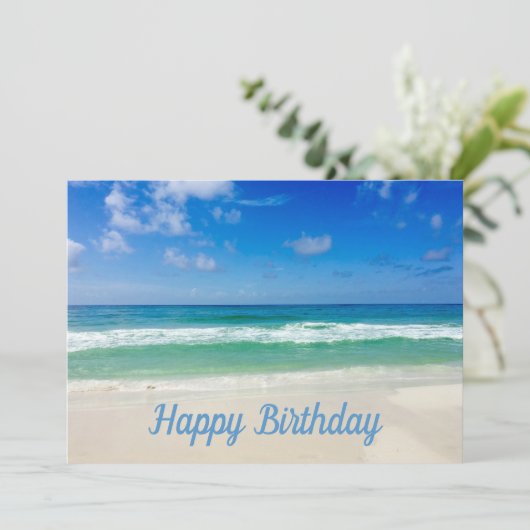 Mooie oceaanfoto Aangepast strand Happy Birthday Kaart (Staand voorkant)