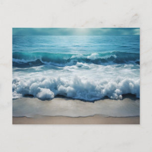 Mooie oceaangolven crashen bij het strand briefkaart