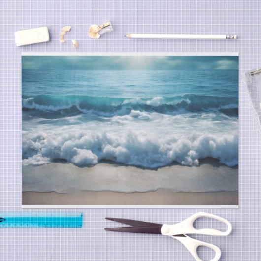 Mooie oceaangolven crashen bij het strand tissuepapier (Craft)