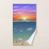 Mooie oceaanzon, Zeeen schildpadden en parels Bad Handdoek (Handdoek)