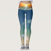 Mooie oceaanzon, Zeeen schildpadden en parels Leggings (Voorkant)