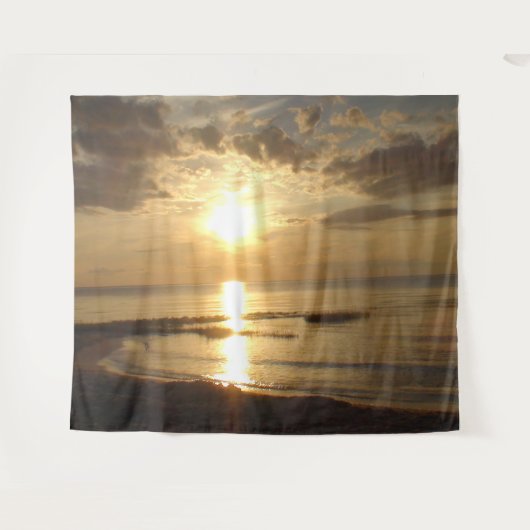 Mooie oceaanzonsondergang in de wolken wandkleed (Voorkant (horizontaal))