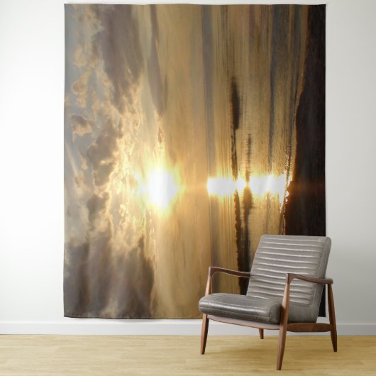 Mooie oceaanzonsondergang in de wolken wandkleed (In situ)