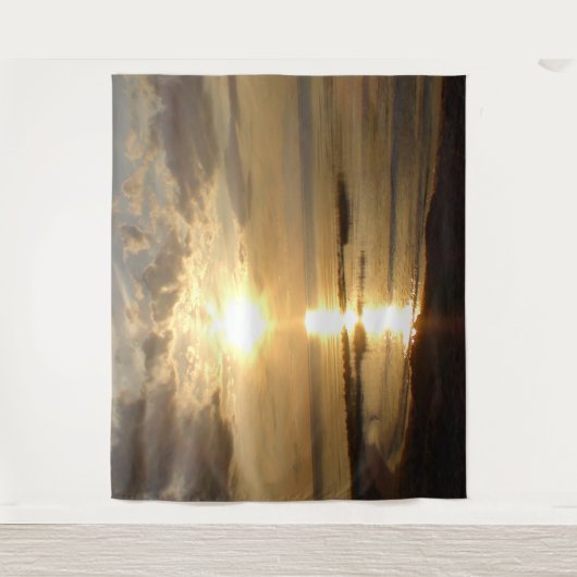 Mooie oceaanzonsondergang in de wolken wandkleed (Voorkant)