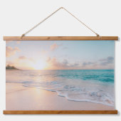 Mooie oceaanzonsondergang met zere golven hangend wandkleed (Voorkant)