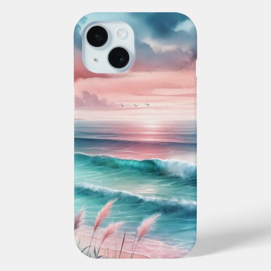 Mooie Ocean Scene in Roze en Blauw Case-Mate iPhone Case (Achterkant)