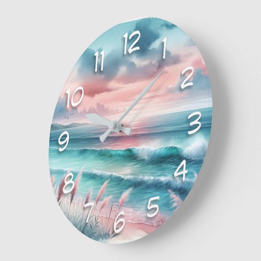 Mooie Ocean Scene in Roze en Blauw Grote Klok (Hoek)