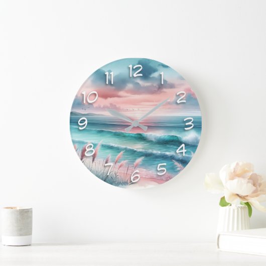 Mooie Ocean Scene in Roze en Blauw Grote Klok (Huis)