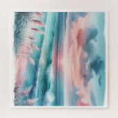 Mooie Ocean Scene in Roze en Blauw Legpuzzel (Horizontaal)