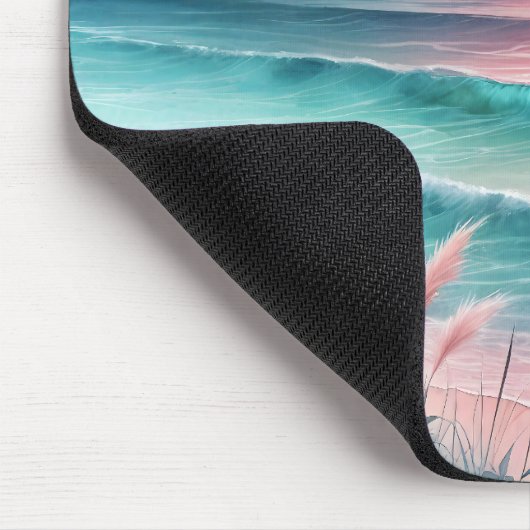 Mooie Ocean Scene in Roze en Blauw Muismat (Hoek)