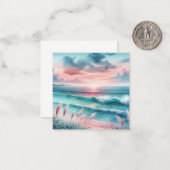 Mooie Ocean Scene in Roze en Blauw Notitiekaartje (Voorkant / Achterkant in situ)