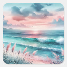 Mooie Ocean Scene in Roze en Blauw