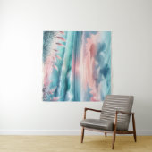 Mooie Ocean Scene in Roze en Blauw Wandkleed (In Situ (horizontaal))