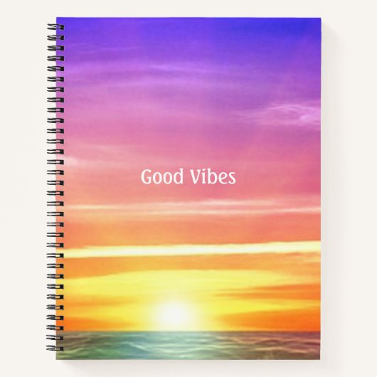 Mooie Ocean Sunrise & Editable Good Vibes Text Notitieboek (Voorkant)