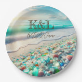 Mooie Ocean Waves en Zee Glass gepersonaliseerd Papieren Bordje (Voorkant)