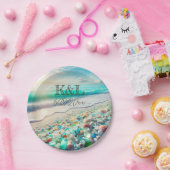 Mooie Ocean Waves en Zee Glass gepersonaliseerd Papieren Bordje (Feest)