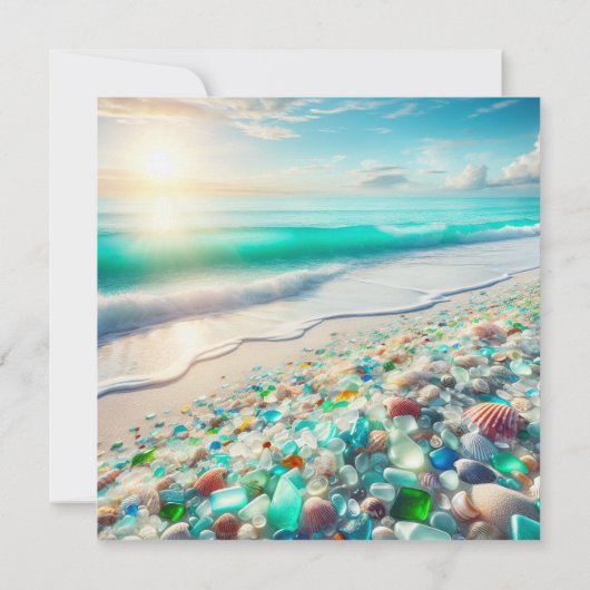 Mooie Ocean Waves en Zee Glazen Bruiloft Save The Date (Achterkant)