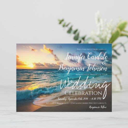 Mooie Ocean Waves Summer Beach Weddenschap Kaart (Staand voorkant)