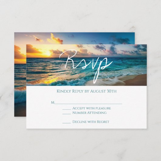 Mooie Ocean Waves Summer Beach Weddenschap RSVP Kaartje (Voorkant / Achterkant)