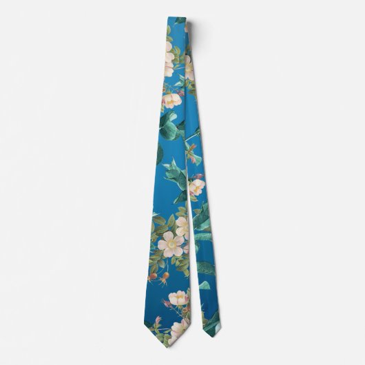 Mooie Oceanic Blue Floral en Botanical Chic Stropdas (Voorkant)