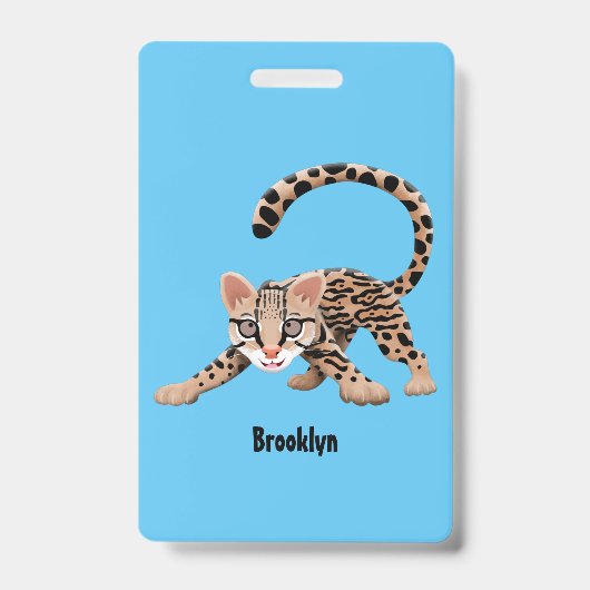 Mooie ocelot cartoonillustratie badge (Voorzijde)