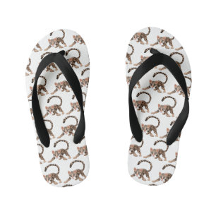 Mooie ocelot cartoonillustratie kinder teenslippers