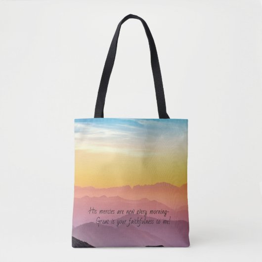 Mooie ochtendscène met geschrift. tote bag (Voorkant)