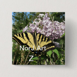 Mooie ochtendvlinder-vormgeving door de nor-J Art Vierkante Button 5,1 Cm