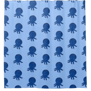 Mooie Octopus Cartoon Oude Papier Print Douchegordijn