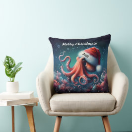 Mooie Octopus in Santa Hat Kussen