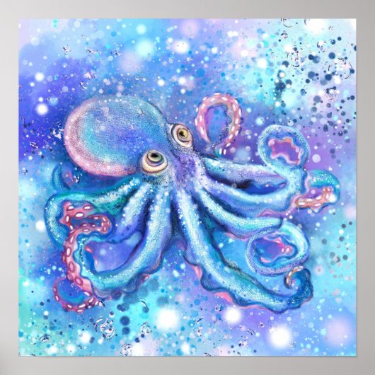 Mooie Octopus Poster - Schilderij (Voorkant)