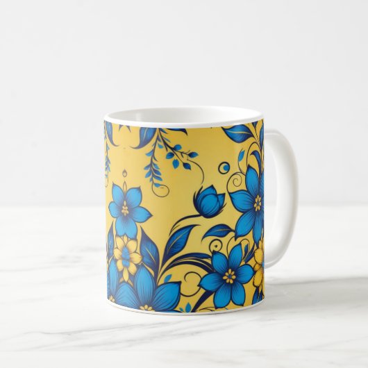 Mooie Oekraïense kleurrijke bloemmotief kunst Koffiemok (Voorkant rechts)