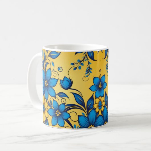 Mooie Oekraïense kleurrijke bloemmotief kunst Koffiemok (Voorkant links)