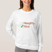 Mooie of Naughty Kerstmis T-Shirt (Voorkant)