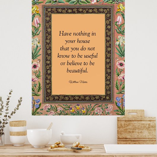 Mooie of Nuttige, citaat van Wlliam Morris, Poster (Keuken)