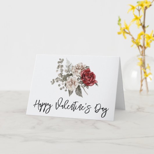 Mooie off-white & rode rozen bloemenrozen Valentij Kaart (Gele Bloem)