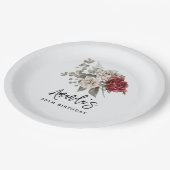 Mooie off-white & rode rozen bloemenverjaardag papieren bordje (Gekanteld)