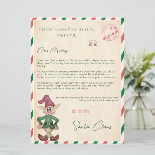 Mooie officiële brief van kerstman noordpool vinta kaart (Staand voorkant)