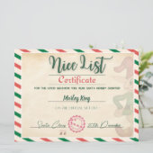 Mooie officiele Kerstman nice list-certificaat  Kaart (Staand voorkant)