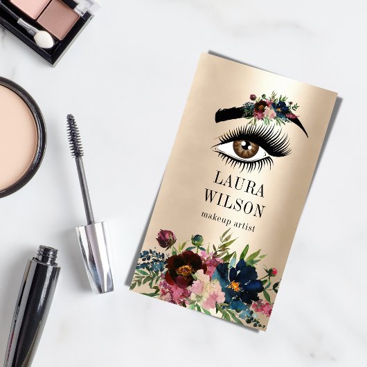 Mooie ogen met Bourgogne Waterverf Flowers Visitekaartje