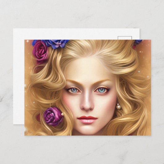 Mooie ogen met Cream-Rozen Briefkaart (Voorkant / Achterkant)