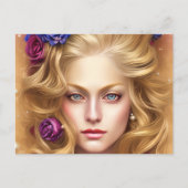 Mooie ogen met Cream-Rozen Briefkaart (Voorkant)