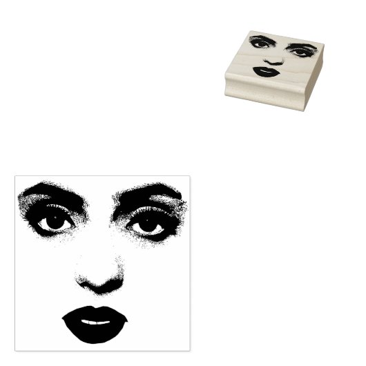 Mooie ogen van een vrouw die een gezicht maakt rubberstempel (Gestempeld)