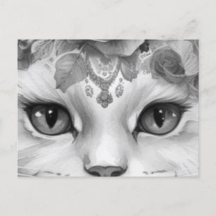 Mooie ogen van kat in grijstinten briefkaart