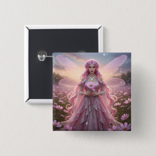 Mooie oktober Opal Fairy Vierkante Button 5,1 Cm (Voorkant /achterkant)