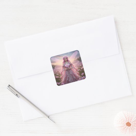 Mooie oktober Opal Fairy Vierkante Sticker (Envelop)