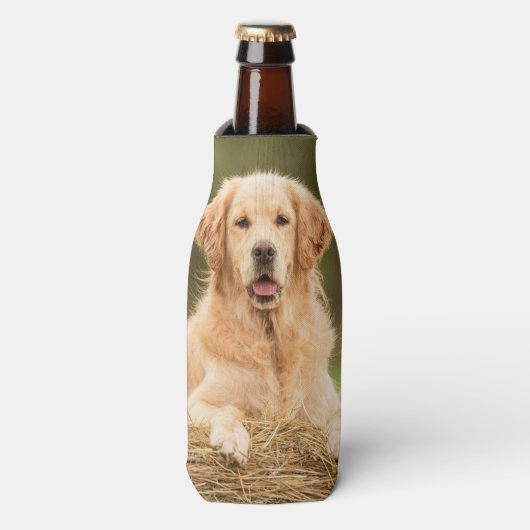 Mooie olieramp met een Golden Retriever Flesjeskoeler (Fles Voorkant)