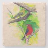 Mooie olietanagers schilderen stenen onderzetter (Voorkant)