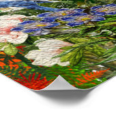 Mooie olieverf 2 vogels tussen bloemen poster (Hoek)